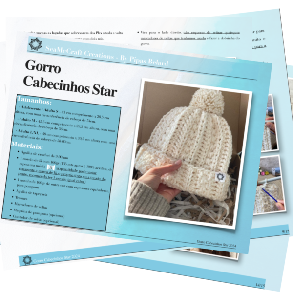 Cabecinhos Star Beanie Crochet Pattern - Padrão em Português -