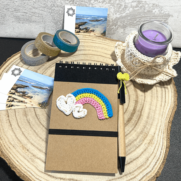 Rainbow notebook - Yellow bow