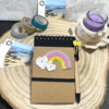 Rainbow notebook - Lime bow
