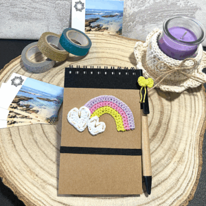 Rainbow notebook - Lime bow